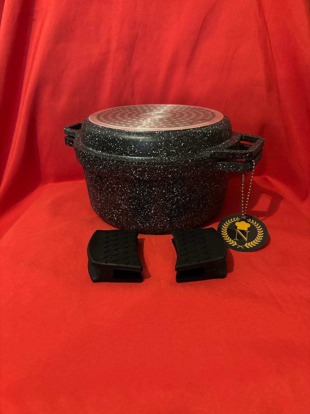 Faitout 2-en-1 20 cm avec Grill – Fonte d’Aluminium – Revêtement Pierre