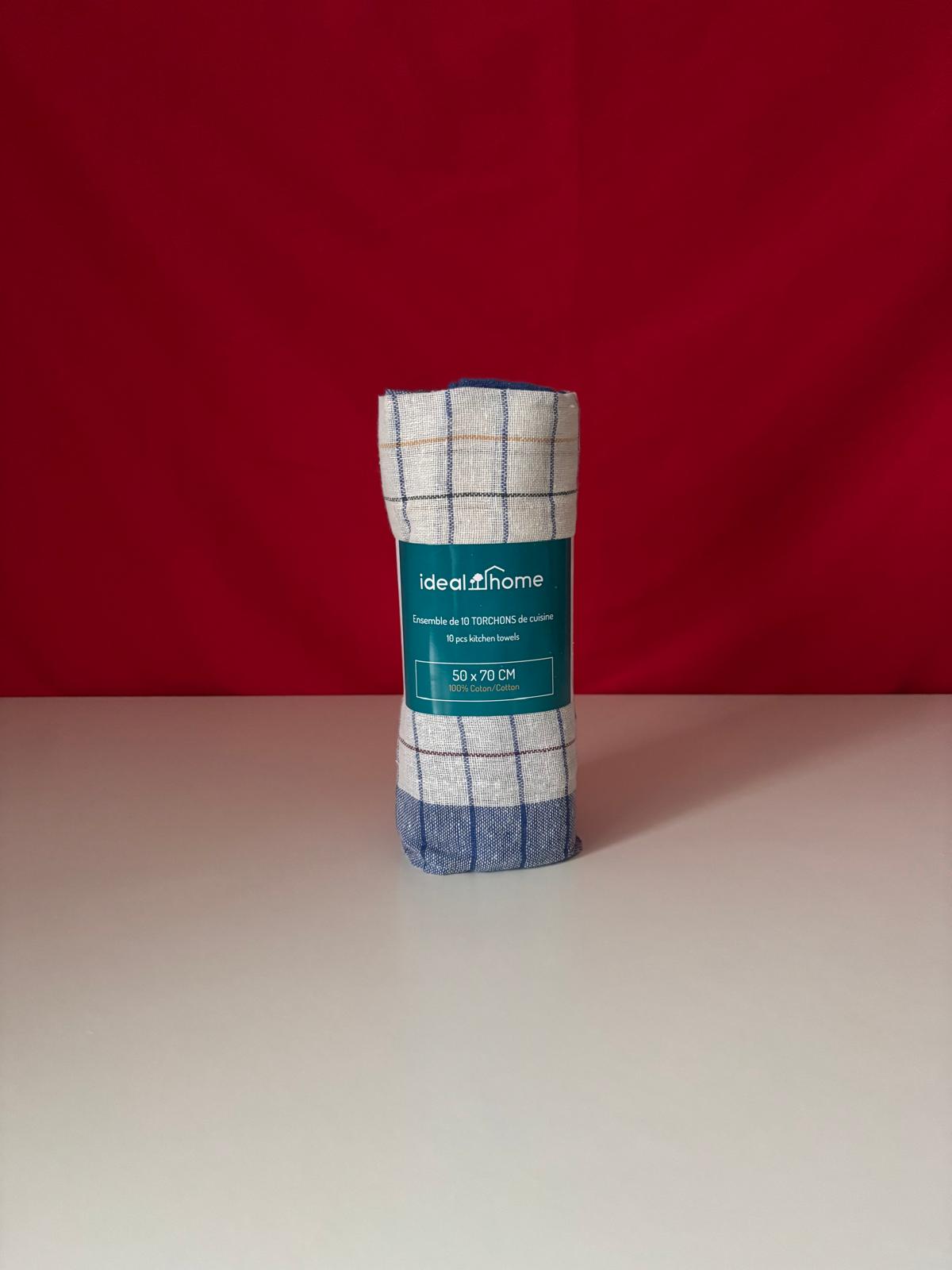 Lot de 10 torchons de cuisine – Ideal Home – 100 % coton