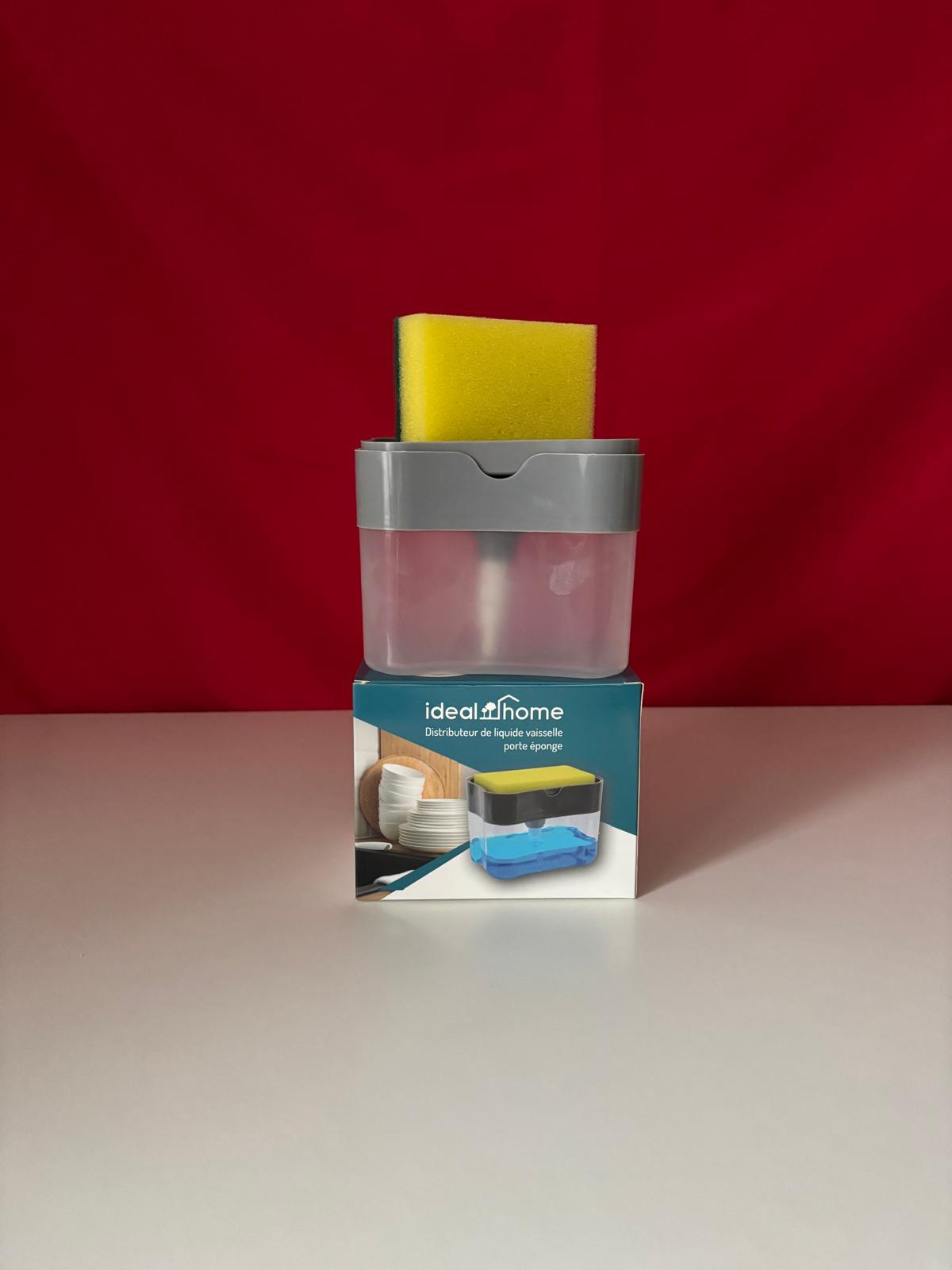 Porte-éponge avec distributeur de liquide vaisselle – Éponge incluse – Ideal Home