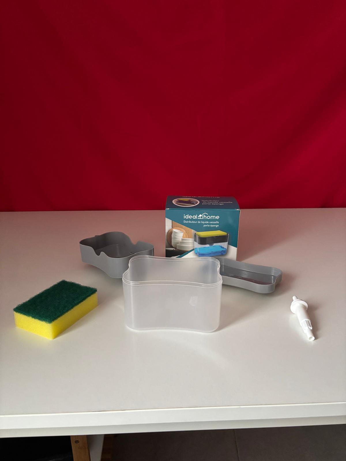 Porte-éponge avec distributeur de liquide vaisselle – Éponge incluse – Ideal Home